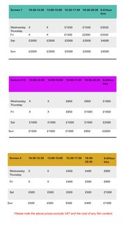 Private hire PRICES